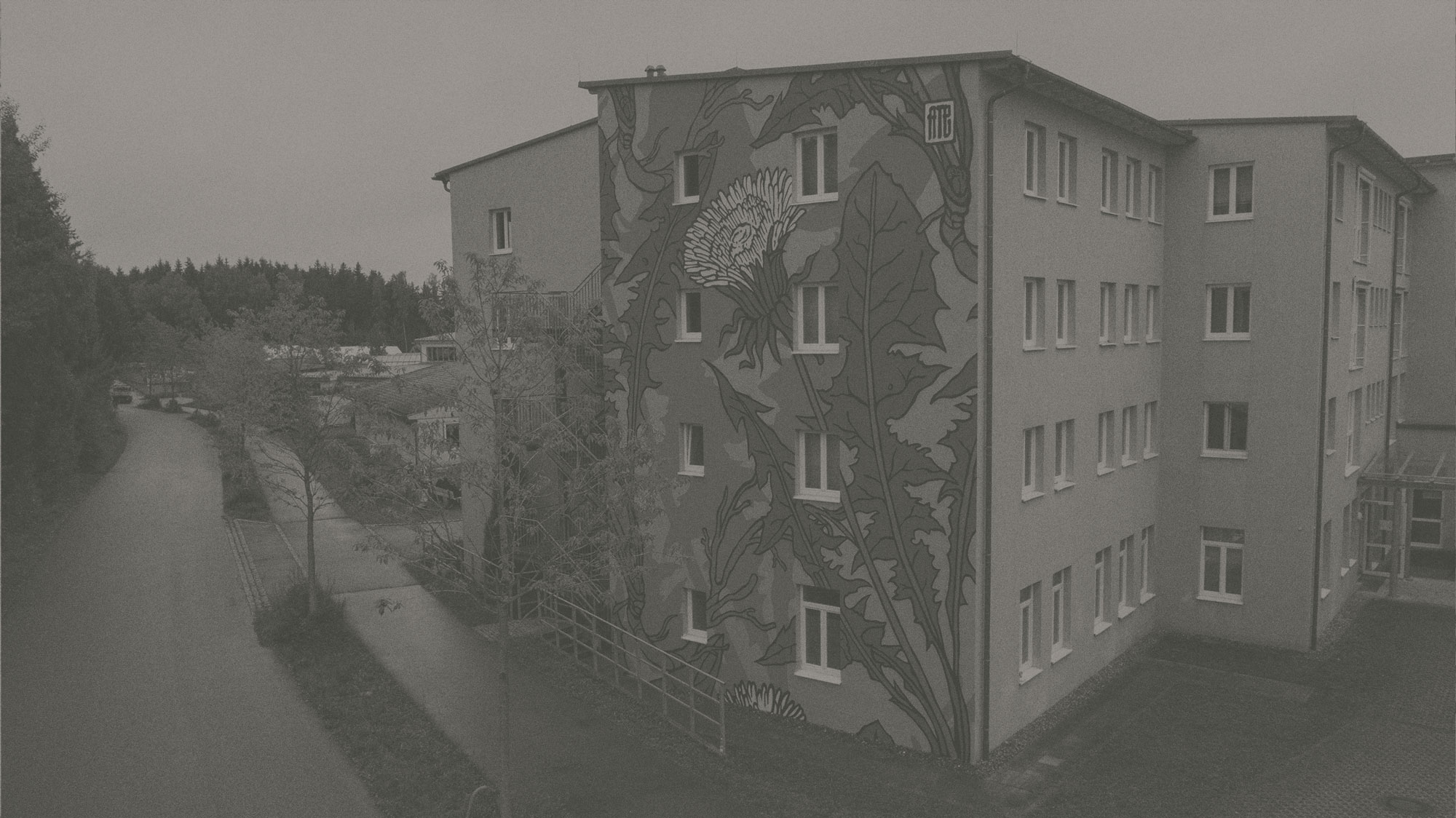 Fassadengestaltung/Mural am Wohnheim der Jugendsiedlung in Traunreut